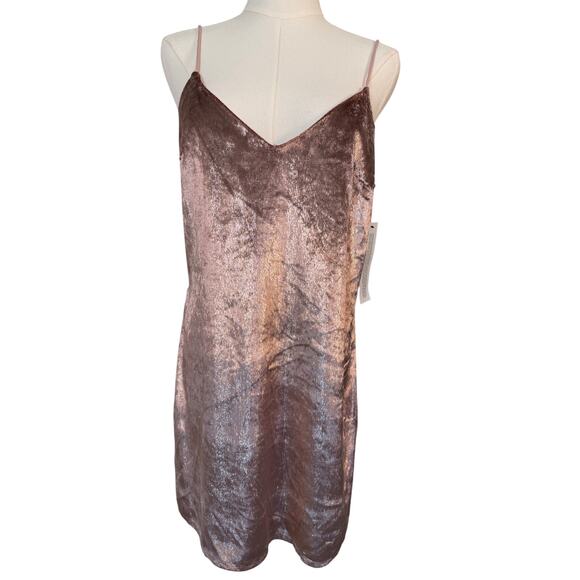 Topshop Crushed Velvet Slip Dress NWT Size 6 Pink Shimmer Mini Dress